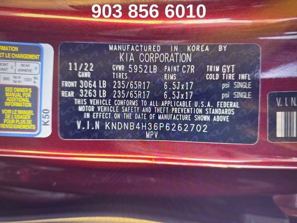 2023 Kia Carnival LX Seat Package