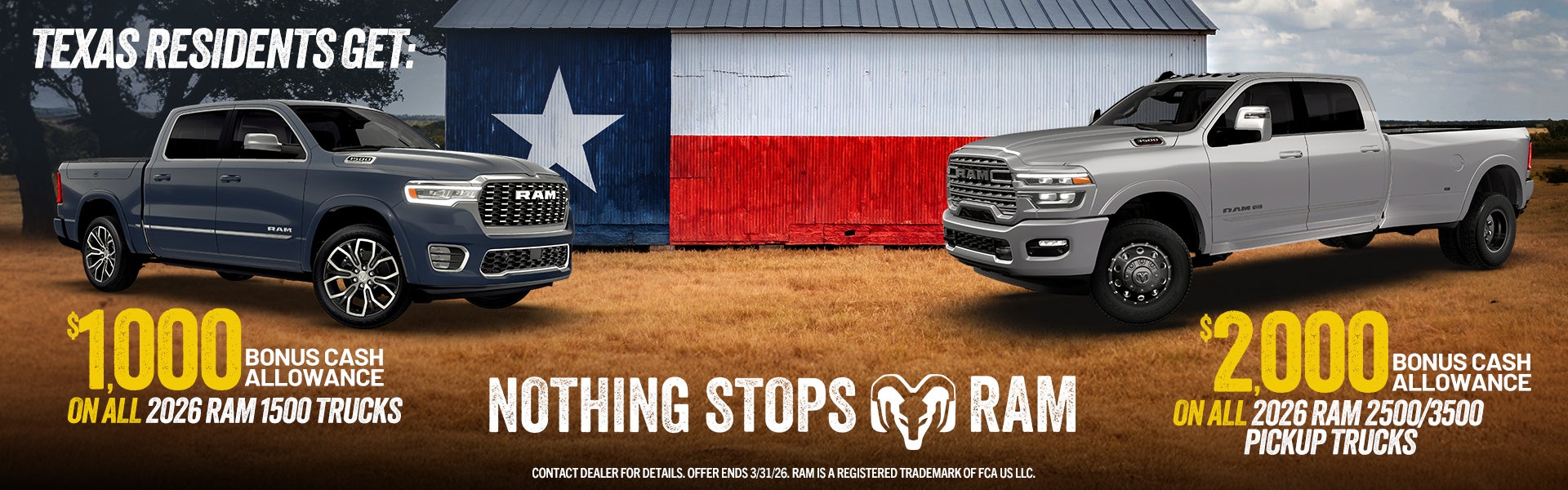 SWBC RAM 1500 2500 3500 TEXAS Bonus Cash